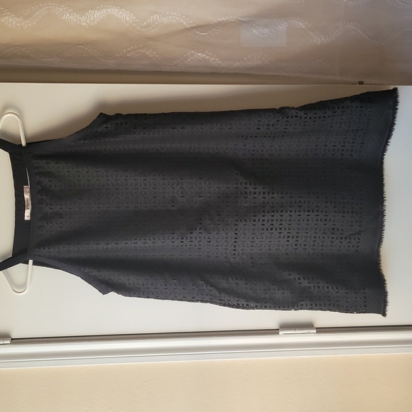 Studio M Black Cut Out Fringed Hem Black Dress Size Medium - Picture 1 of 7